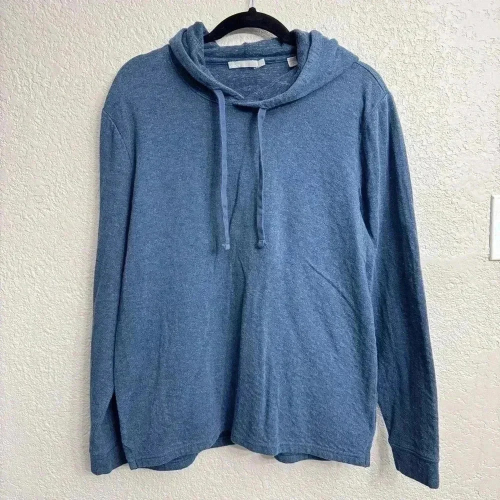 Vince Men’s Heather Navy Blue Double Knit Hoodie - Size L